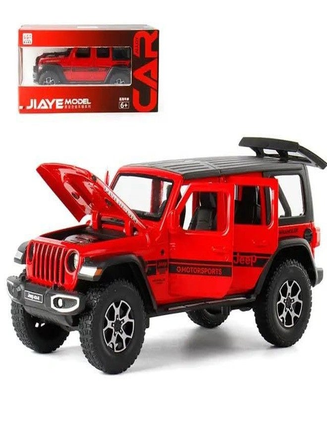 KING FORU Scale Exclusive Alloy Metal Pull Back Die-cast Car Model with Sound Light Mini Auto Toy for Kids Metal Model Toy Car with Sound and Light (1.22 Scale Rubicon CAR-RED) - Image 3